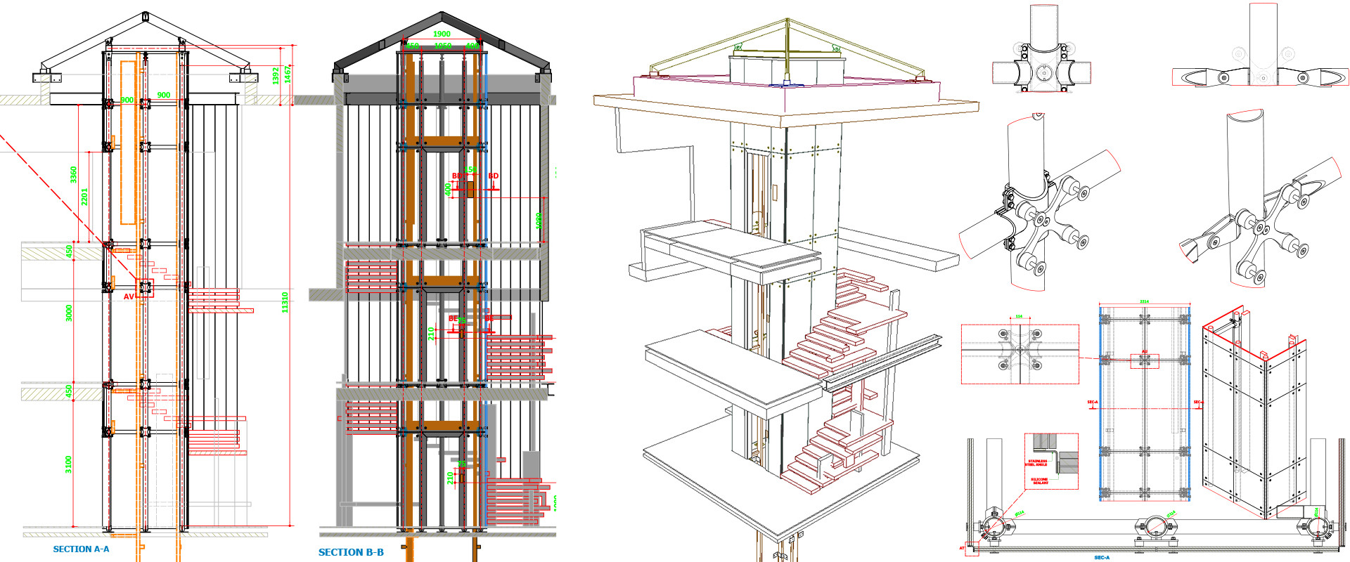 Architectural metal construction project blueprint by ACERO